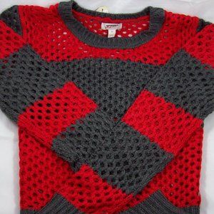 Arizona Jean Co. Mesh-Stitch Red/Grey Sweater